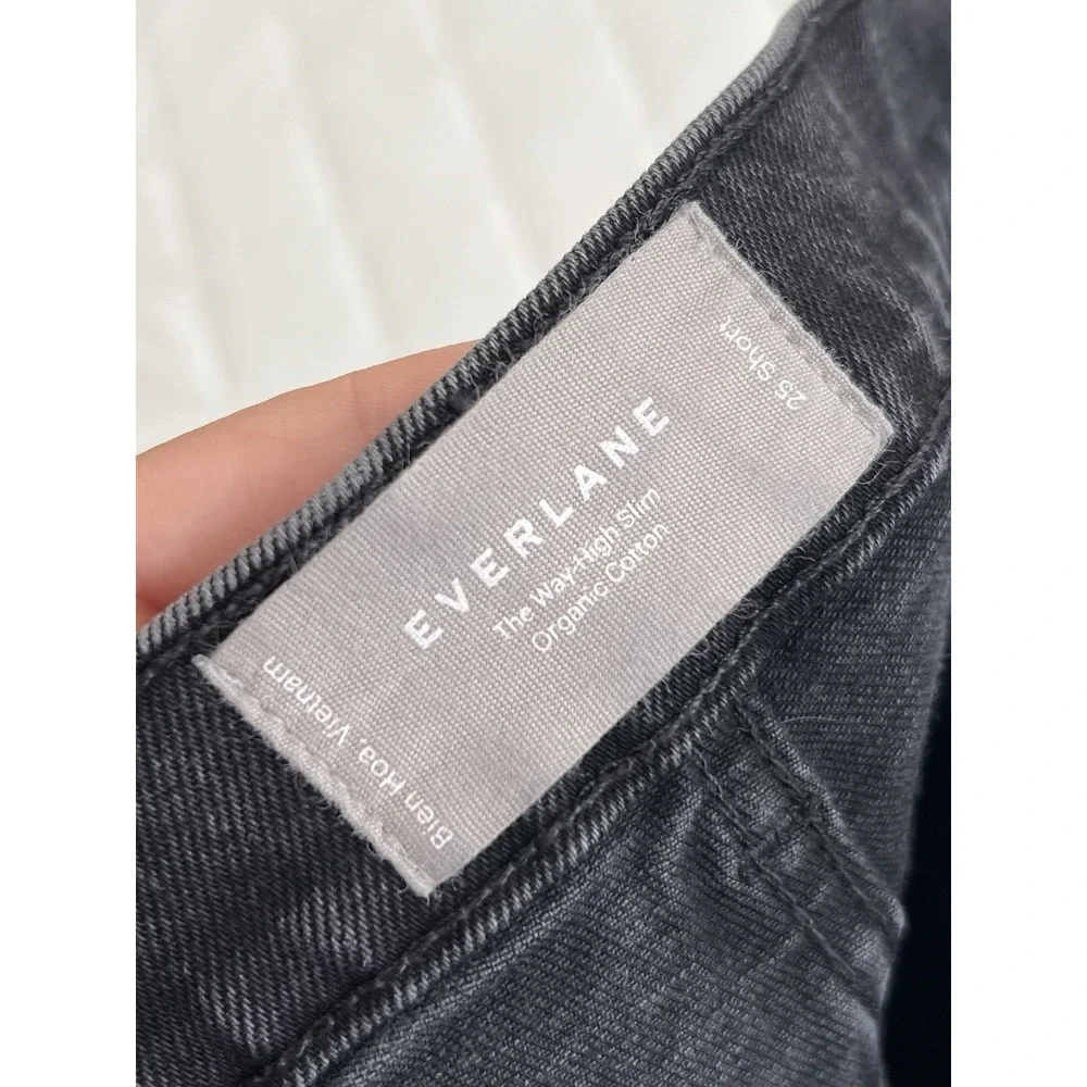 Everlane Way High Slim Jeans 25 Short Black Straight Leg Minimalist Quiet Luxury